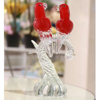仿玉红双鸟乔迁店铺开张客厅婚庆生日礼品赠品家居摆件装饰品工艺品