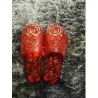 韩国进口防滑漏水玫瑰浴室拖鞋  均码镂空水晶胶拖鞋