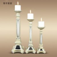 欧式复古风格一套三个玻璃树脂烛台摆件家居装饰摆件