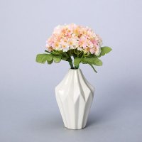 欧式陶瓷花瓶插花器 白色小口多边形创意花瓶 送礼家居样板房装饰摆件 DBX