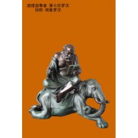 中式辟邪镇宅铜制骑象罗汉摆件家居风水装饰开业礼品