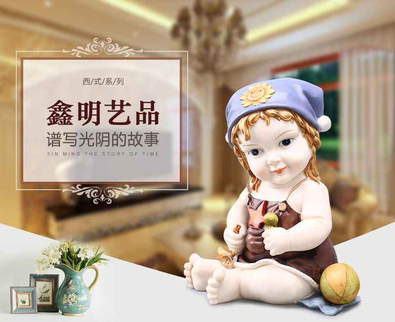 欧式简约天真童趣铃铛女孩树脂摆件 可水洗不掉色装饰摆件 家居装饰摆设工艺品 23301