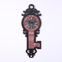 复古怀旧创意钥匙钟表 黑色中纤板时尚挂钟 家居样板房软装饰品 YJ0701