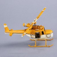 手工铁皮复古工艺摆件创意家居装饰直升机模型（含木架费）6240