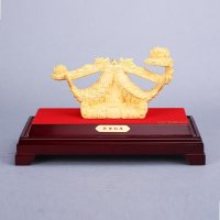 中式复古龙万事如意鱼铜镕金摆件 金色风水装饰摆件 送礼办公室镇宅家居装饰摆件 SFA-268