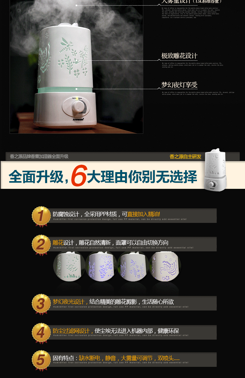 淳盈Chern大款大空间家用香薰机空气净化加湿器小夜灯2