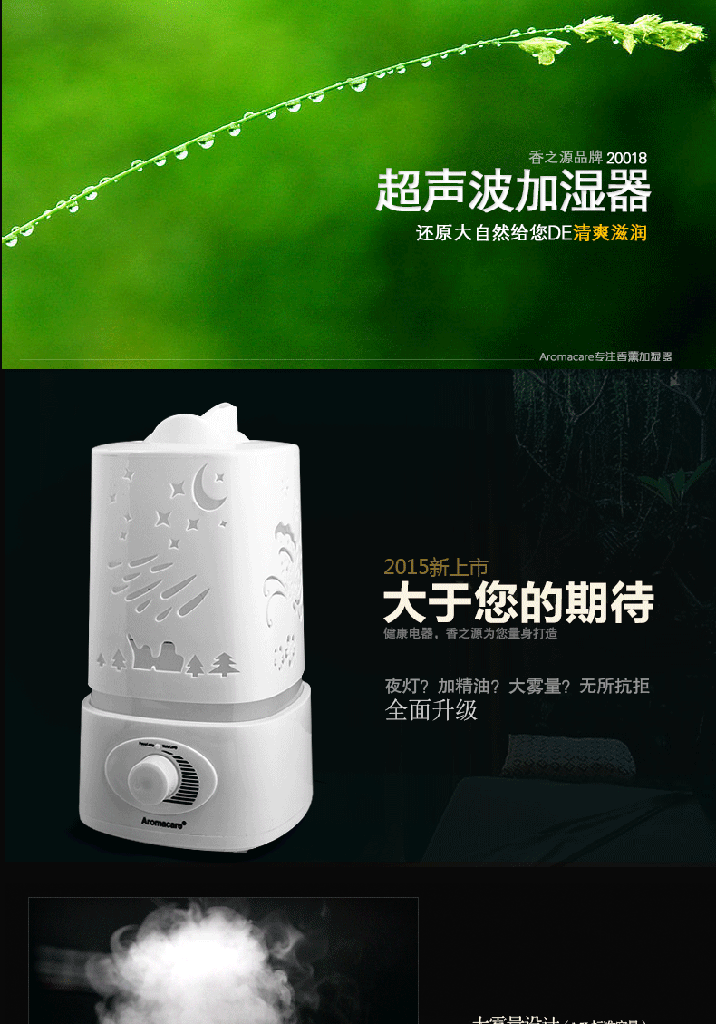 淳盈Chern大款大空间家用香薰机空气净化加湿器小夜灯1