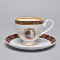 新中式景德镇陶瓷 古代美女系列咖啡杯碟 白瓷烤花咖啡杯碟 陶瓷咖啡杯GDMN004