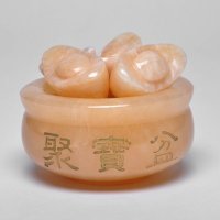一级米黄玉聚宝盆元宝招财摆件天然玉石精雕风水家居饰品玉石黄色小聚宝盆摆件招财转运聚财玉石摆件家居摆设NH-22