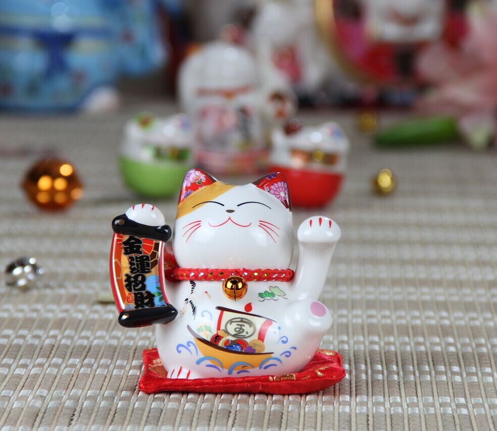 招财纳福日式陶瓷3寸迷你猫造型摆件家居装饰摆件风水摆件，款式联系商家9
