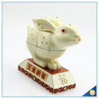 高档创意合金首饰盒 玉兔纳福家居饰品盒 梳妆台小饰品 珠宝盒