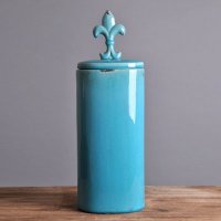 LOHAS陶瓷器皿 蓝将军茶叶罐米罐 电视柜 酒柜装饰品 软装配饰 储物罐66641-BLUE