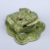 中式中神蛙（青）玉石风水摆件 青色招财镇宅辟邪化煞开业家居办公室风水摆件 A3