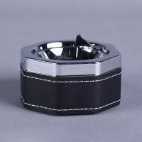 835BF 六角烟灰缸 金属+皮革时尚创意烟灰缸