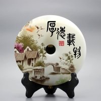 集美精品时尚家居饰品天然玉扣和现代工艺完美结合玉扣-“厚德载物”字工艺品摆件