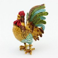 高档生肖系列金属鸡摆件 梳妆台饰品收纳盒 合金珠宝盒 家居礼品