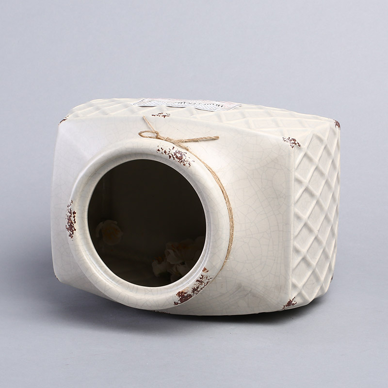 中式做旧效果陶瓷收纳罐 复古禅意艺术花纹储物罐 YSD611-B564