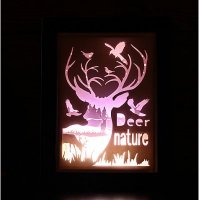 3D画框纸雕灯017-Deer nature