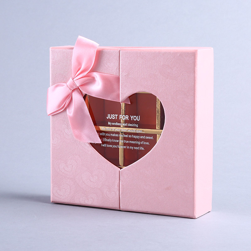 新款爱心粉红16格对开巧克力盒 糖果月饼盒礼品盒礼物盒 定制批发 W90711