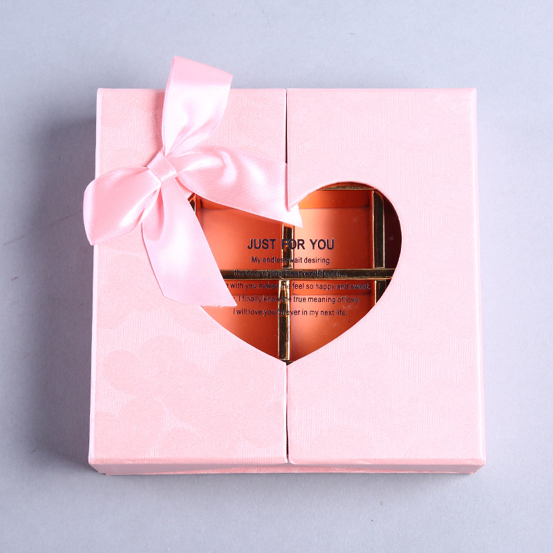 新款爱心粉红16格对开巧克力盒 糖果月饼盒礼品盒礼物盒 定制批发 W90712