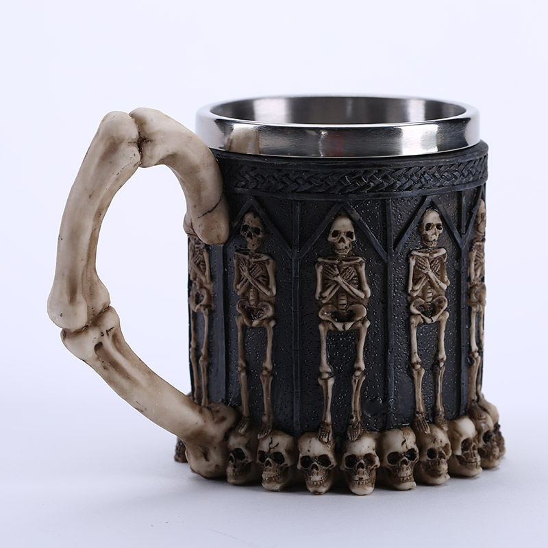 不锈钢立体骷髅头人骨头创意造型咖啡杯茶杯水杯 LJJ12