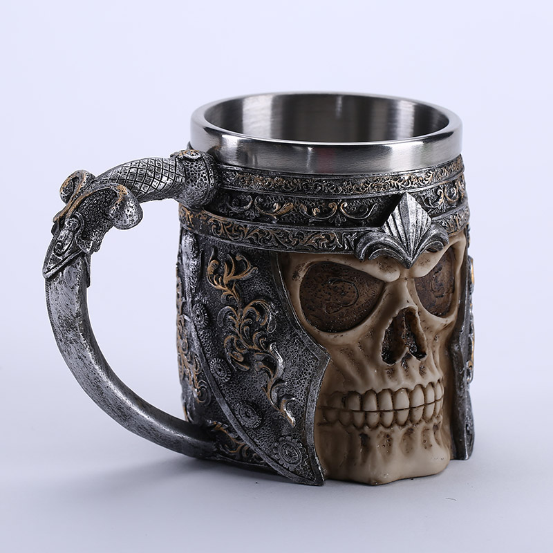 不锈钢立体骷髅头人骨头创意造型咖啡杯茶杯水杯 LJJ11