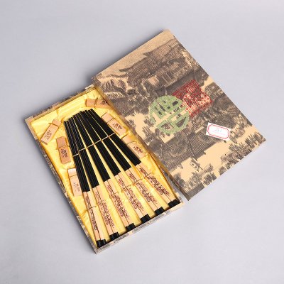 创意礼品黑龙天然健康木雕筷子家用工艺雕刻筷配礼盒（6双/套） FT14
