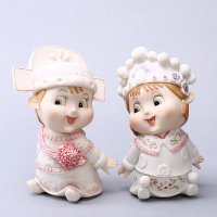 中式创意唐装金童玉女（白）婚庆 结婚礼物喜娃一对郎才女貌摆件家居装饰摆件婚庆摆件 1059
