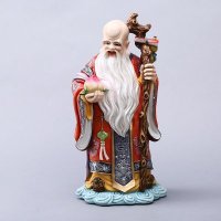 中式寿星人物肖像树脂摆件 老寿星财神福禄寿镇宅摆件 家居风水摆件 1075