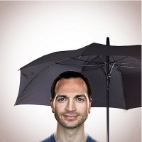 RealBrella锐乐淋二代创意护肩自动弯柄雨伞-高级黑
