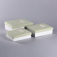 新款长方形简约麻布圆点装饰包装盒三件套 商务礼品盒礼物盒包装盒 91307-54B