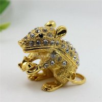 动物生肖系列 金属镶钻老鼠首饰盒 创意家居摆件 饰品收纳盒 高档礼品 家居摆件