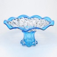 新古典蓝身光滑花瓣状果盘茶几果盆时尚玻璃水果盘样板房间家居装饰果盘6006-21-BU