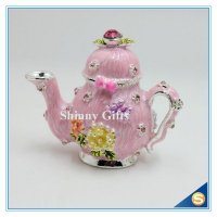珐琅手工艺品  茶壶金属首饰盒 梳妆台饰品收纳盒 茶壶珠宝盒 婚礼赠品 家居摆件