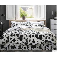 LY卡通全棉奶牛四件套夏1.8m床简约床上用品2米×2.3被套黑白斑点
