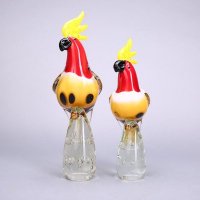 现代家居琉璃装饰品摆件 大中小红黄鹦鹉琉璃摆件 家居工艺家庭装饰琉璃摆件 XSJ05
