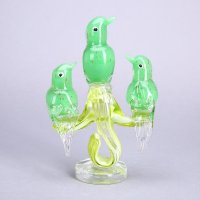 现代家居琉璃装饰品摆件 创意绿玉三鹦鹉-1琉璃装饰摆件 家居工艺家庭装饰琉璃摆件 XSJ49
