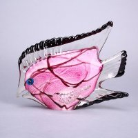 现代家居琉璃装饰品摆件 创意金红黑边鱼琉璃装饰摆件 家居工艺家庭装饰琉璃摆件 XSJ84