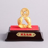 小双鱼送钱家居摆件 金色里紫铜外镕金风水装饰摆件 送礼办公室镇宅家居装饰摆件 JYG26