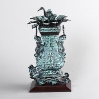莲鹤方壶家居摆件 铜色复古纯铜风水装饰摆件 送礼办公室镇宅家居装饰摆件 JYG91