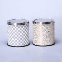 不锈钢时尚客厅垃圾筒 时尚花纹圆筒摇盖式垃圾桶 3LKA-1