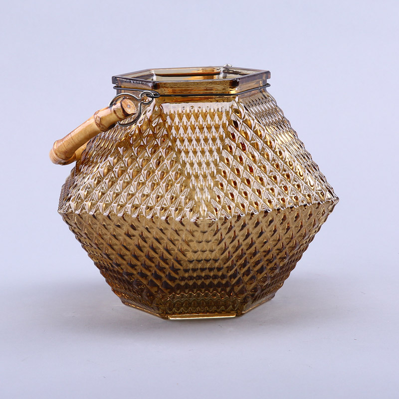 简约茶色玻璃花瓶花器家居玻璃装饰瓶工艺品YL063
