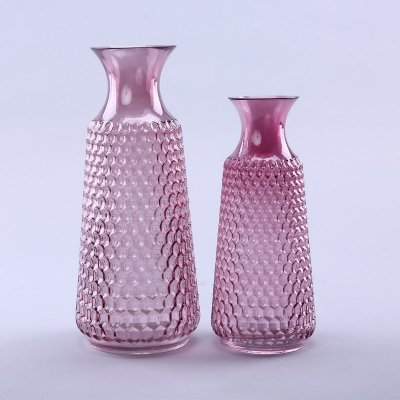 简约粉色玻璃花瓶花器家居玻璃装饰工艺品YL09