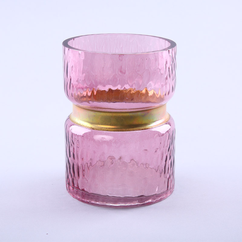 简约粉红色玻璃花瓶花器家居玻璃装饰工艺品YL142