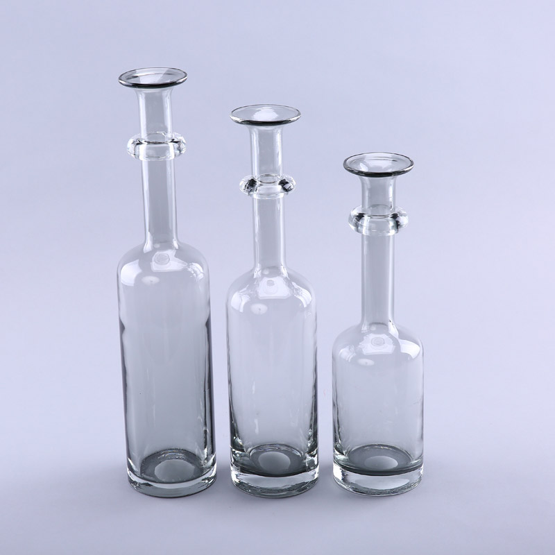 简约灰色玻璃花瓶花器家居玻璃装饰瓶工艺品摆件YL111