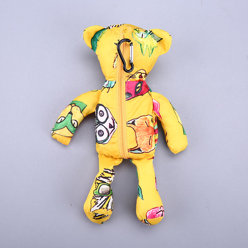 小熊收藏式环保袋 时尚创意花纹便携环保袋可爱公仔包包 GY352