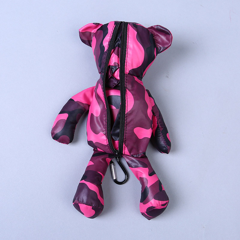 小熊收藏式环保袋 时尚简约迷彩花纹便携环保袋可爱公仔包包 GY573