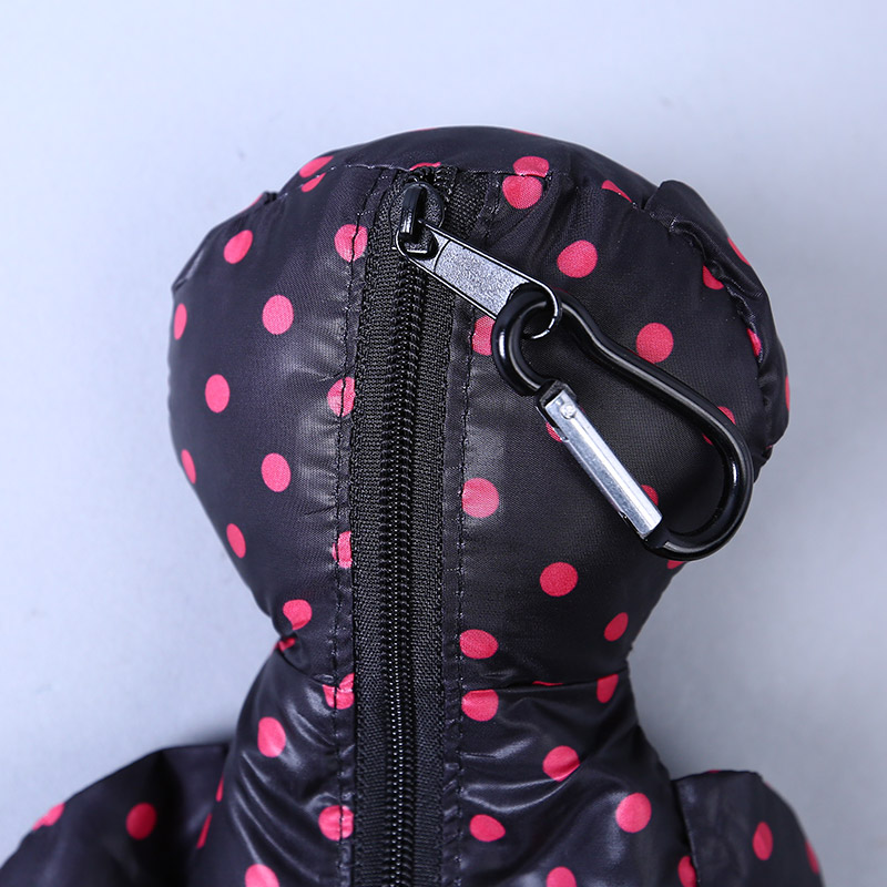小熊收藏式环保袋 时尚简约小圆点花纹便携环保袋可爱公仔包包 GY595