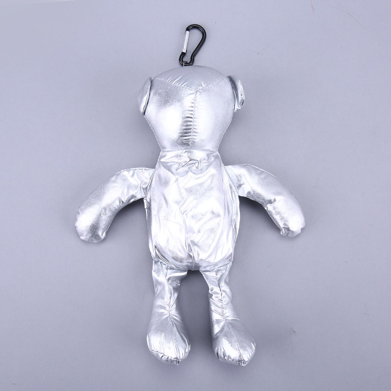 小熊收藏式环保袋 时尚简约银色便携环保袋可爱公仔包包 GY111