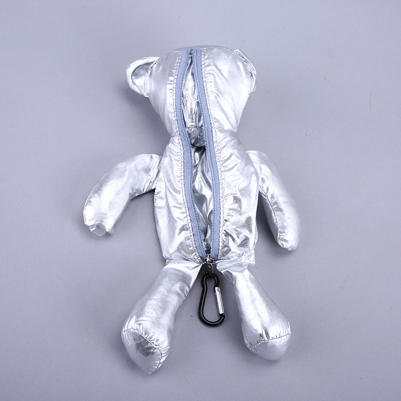 小熊收藏式环保袋 时尚简约银色便携环保袋可爱公仔包包 GY113